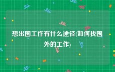 想出国工作有什么途径(如何找国外的工作)