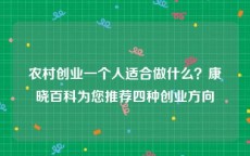 农村创业一个人适合做什么？康晓百科为您推荐四种创业方向