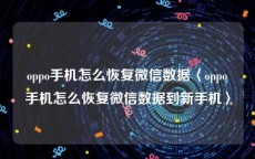oppo手机怎么恢复微信数据〈oppo手机怎么恢复微信数据到新手机〉