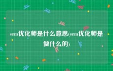 sem优化师是什么意思(sem优化师是做什么的)