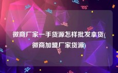 微商厂家一手货源怎样批发拿货(微商加盟厂家货源)