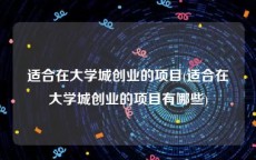 适合在大学城创业的项目(适合在大学城创业的项目有哪些)