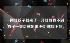 一闭灯蚊子就来了一开灯就找不到(蚊子一关灯就出来,开灯就找不到)
