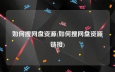 如何搜网盘资源(如何搜网盘资源链接)