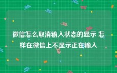 微信怎么取消输入状态的显示 怎样在微信上不显示正在输入