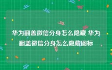 华为翻盖微信分身怎么隐藏 华为翻盖微信分身怎么隐藏图标