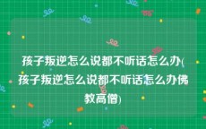 孩子叛逆怎么说都不听话怎么办(孩子叛逆怎么说都不听话怎么办佛教高僧)
