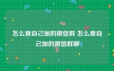 怎么查自己加的微信群 怎么查自己加的微信群聊