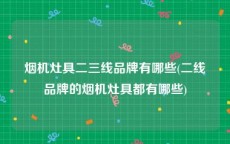 烟机灶具二三线品牌有哪些(二线品牌的烟机灶具都有哪些)