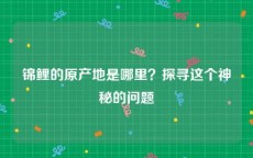 锦鲤的原产地是哪里？探寻这个神秘的问题