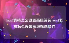 Excel表格怎么设置高级筛选 excel表格怎么设置高级筛选条件