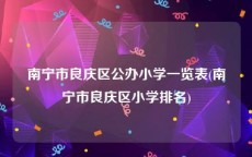 南宁市良庆区公办小学一览表(南宁市良庆区小学排名)