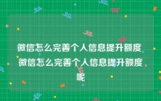 微信怎么完善个人信息提升额度 微信怎么完善个人信息提升额度呢