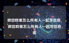微信群里怎么所有人一起发信息 微信群里怎么所有人一起发信息呢