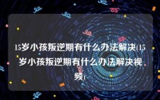 15岁小孩叛逆期有什么办法解决(15岁小孩叛逆期有什么办法解决视频)