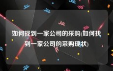 如何找到一家公司的采购(如何找到一家公司的采购现状)