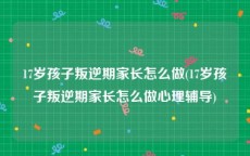 17岁孩子叛逆期家长怎么做(17岁孩子叛逆期家长怎么做心理辅导)