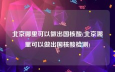 北京哪里可以做出国核酸(北京哪里可以做出国核酸检测)
