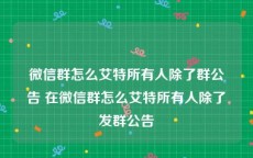 微信群怎么艾特所有人除了群公告 在微信群怎么艾特所有人除了发群公告