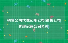 销售公司代理记账公司(销售公司代理记账公司名称)