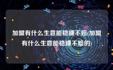加盟有什么生意能稳赚不赔(加盟有什么生意能稳赚不赔的)