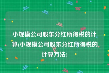 小规模公司股东分红所得税的计算(小规模公司股东分红所得税的计算方法)