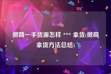 微商一手货源怎样 *** 拿货(微商拿货方法总结)
