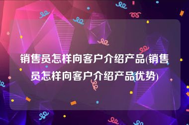 销售员怎样向客户介绍产品(销售员怎样向客户介绍产品优势)
