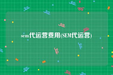sem代运营费用(SEM代运营)
