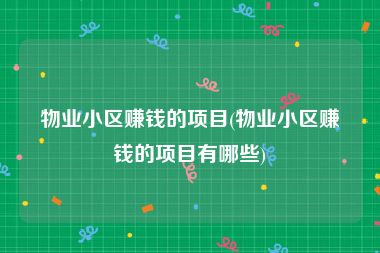 物业小区赚钱的项目(物业小区赚钱的项目有哪些)