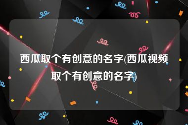 西瓜取个有创意的名字(西瓜视频取个有创意的名字)