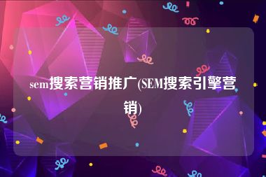 sem搜索营销推广(SEM搜索引擎营销)