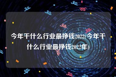 今年干什么行业最挣钱2022(今年干什么行业最挣钱2022年)