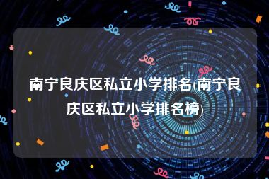 南宁良庆区私立小学排名(南宁良庆区私立小学排名榜)