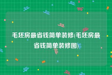 毛坯房最省钱简单装修(毛坯房最省钱简单装修图)