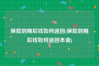 保险到期后钱如何返回(保险到期后钱如何返回本金)