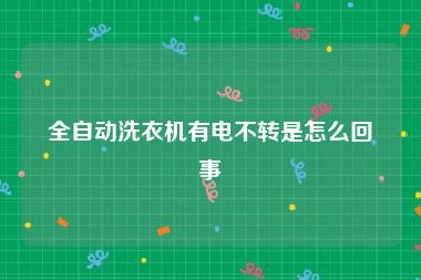 全自动洗衣机有电不转是怎么回事
