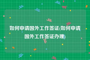 如何申请国外工作签证(如何申请国外工作签证办理)