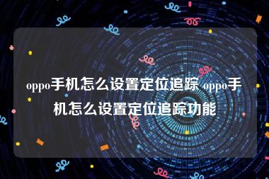 oppo手机怎么设置定位追踪 oppo手机怎么设置定位追踪功能