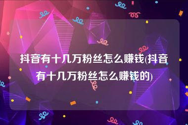 抖音有十几万粉丝怎么赚钱(抖音有十几万粉丝怎么赚钱的)