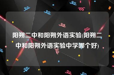 阳朔二中和阳朔外语实验(阳朔二中和阳朔外语实验中学哪个好)