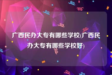 广西民办大专有哪些学校(广西民办大专有哪些学校好)