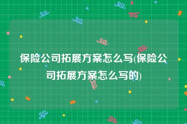 保险公司拓展方案怎么写(保险公司拓展方案怎么写的)