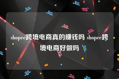 shopee跨境电商真的赚钱吗 shopee跨境电商好做吗