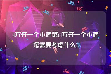 4万开一个小酒馆(4万开一个小酒馆需要考虑什么)