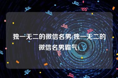 独一无二的微信名男(独一无二的微信名男霸气)