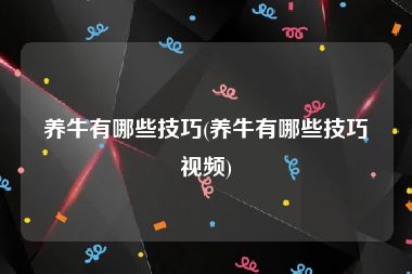 养牛有哪些技巧(养牛有哪些技巧视频)