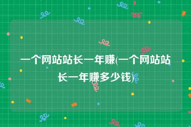 一个网站站长一年赚(一个网站站长一年赚多少钱)