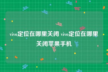 vivo定位在哪里关闭 vivo定位在哪里关闭苹果手机