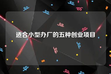 适合小型办厂的五种创业项目